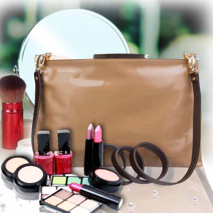 Women's shoulder bag - patent leather clutch bag