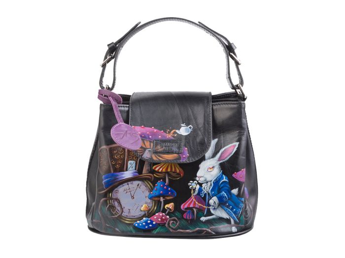 Women's bag with design pattern on leather - applique