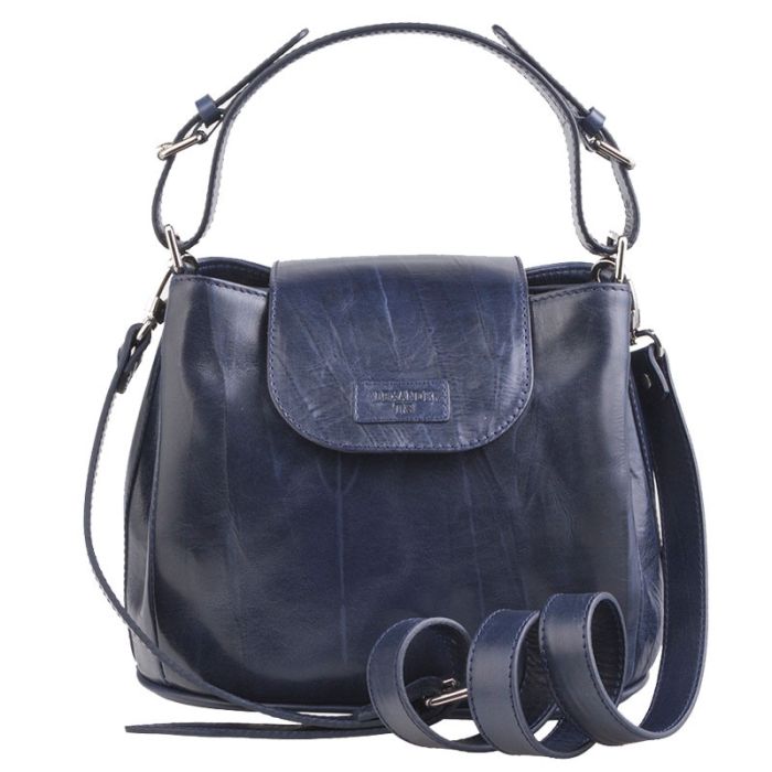 Women's small bag in smooth leather - many compartments, over the shoulder