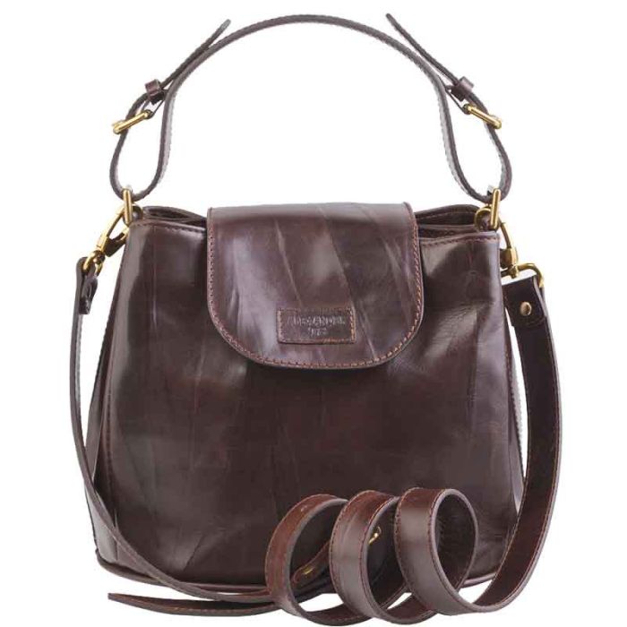 Women's small bag in smooth leather - many compartments, over the shoulder