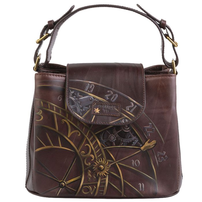 Women's bag with design pattern on leather - applique