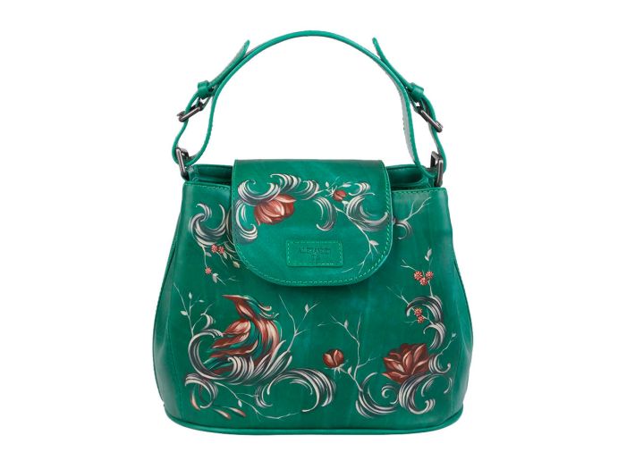 Women's bag with design pattern on leather - applique