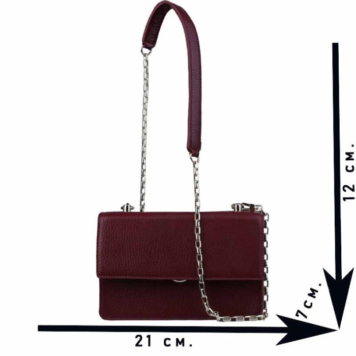 Small women's leather bag on a chain