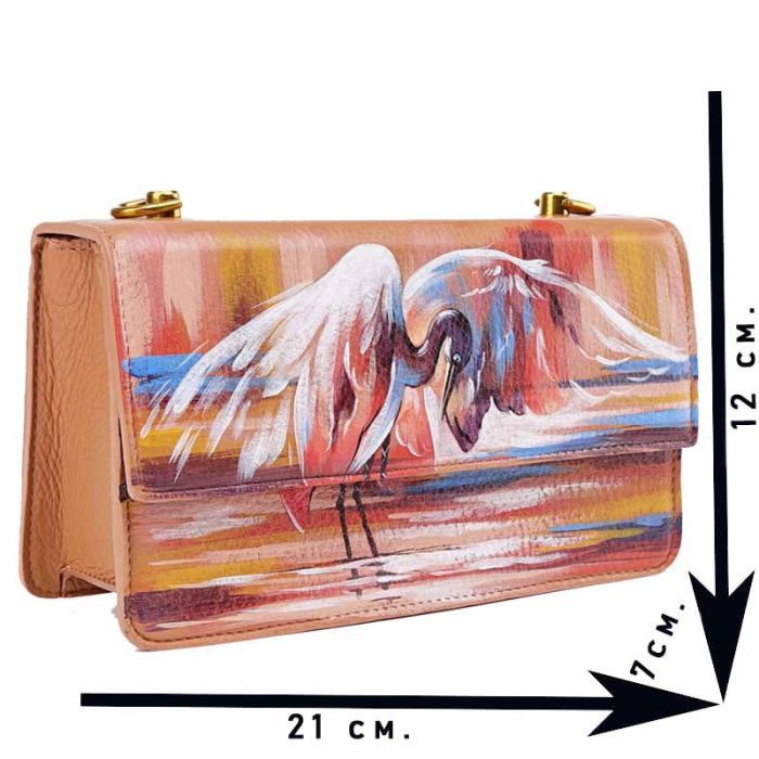 Designer hand-painted leather handbag for women