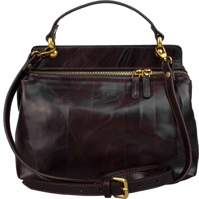 Women's Smooth Leather Handbag - Crush