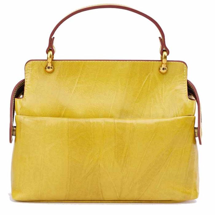 Women's smooth leather Krust handbag with pattern - Lotus