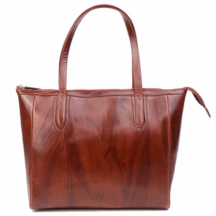 Women's smooth leather bag - leather Tote